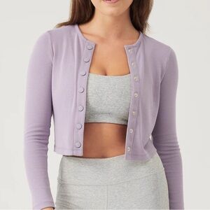 Outdoor Voices - Lilac CozyRib Cropped Button Down Cardigan
